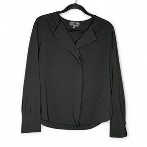 Jones New York Petite Women's Black Stretch Businesscore Blouse